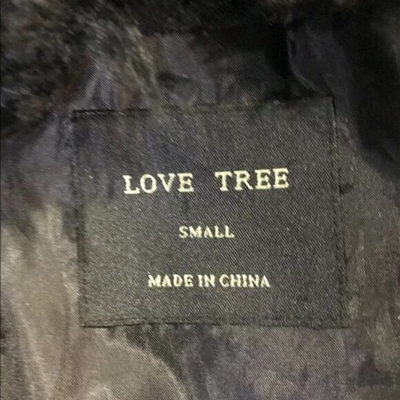 LOVE TREE Faux Leather Vest Draped Sherpa Collar Y - Picture 2 of 8